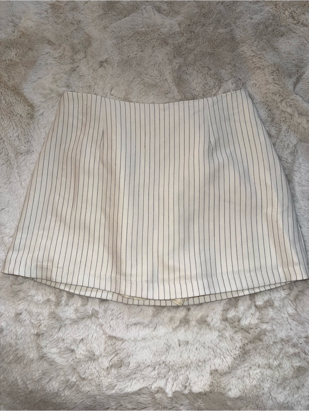 Sail to Sable Cream Mini Skirt with Pinstripes